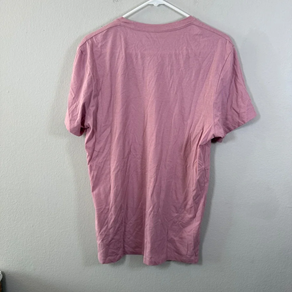 AllSaints Tonic Crew T-Shirt Mens Large Slim Fit Rose Pink Organic Cotton Logo